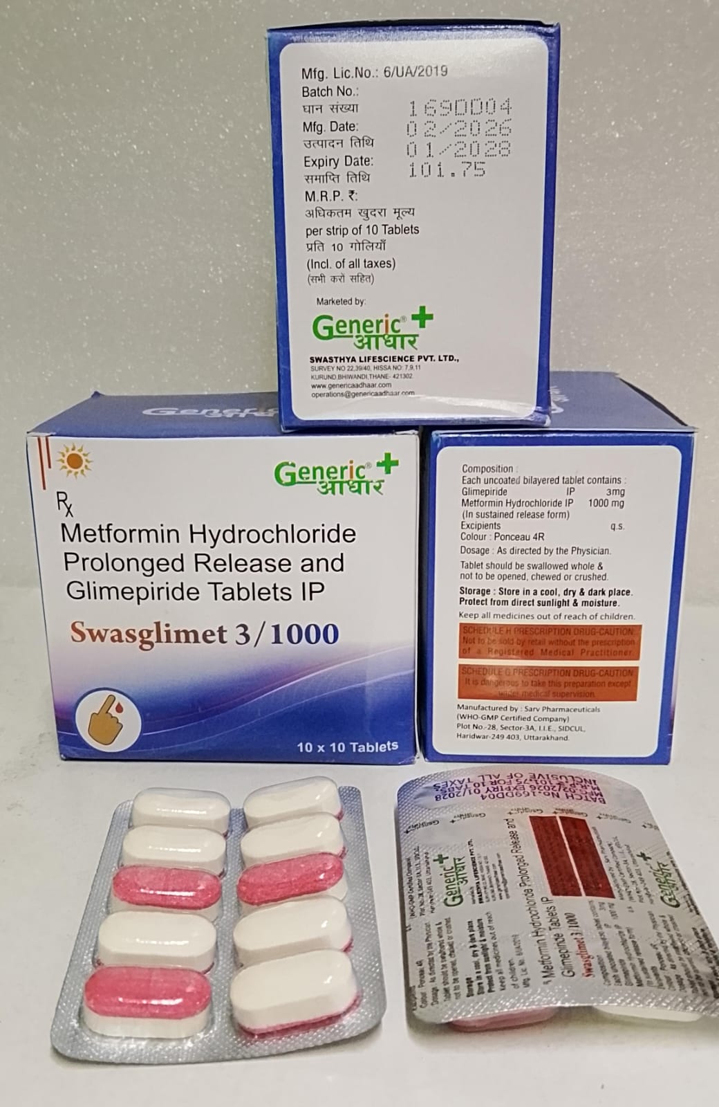 Swasglimet 3/1000 Metformin and Glimepiride tablets