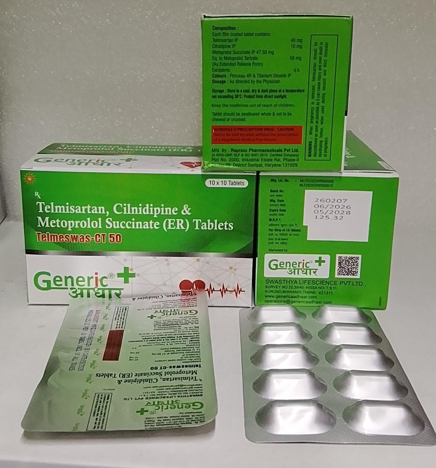 Telmeswas-CT 50 Telmisartan Cilnidipine and Metoprolol Succinate tablets